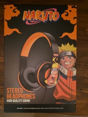 Naruto Orange & Black Stereo Headphones Never Opened